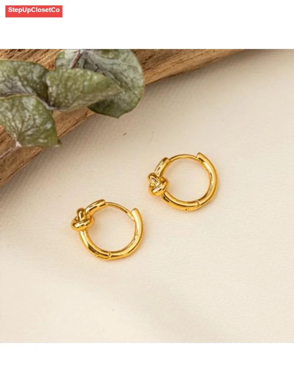 Gold Silver Knot Hoop Earrings Hypoallergenic Lightweight Statement Jewelry